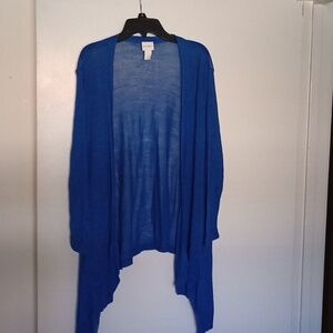 Chico's Blue Rayon Open Front Knit Cardigan Grandpa corp Grandma Corp